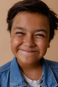 Funny preteen hispanic boy portrat