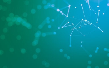 Abstract background. Molecules technology with polygonal shapes, connecting dots and lines. Connection structure. Big data visualization.