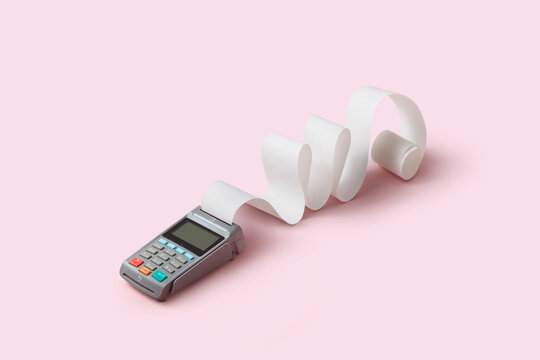 POS terminal with long empty receipt