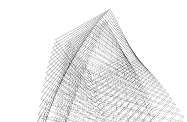 Modern architecture building vector 3d illustration