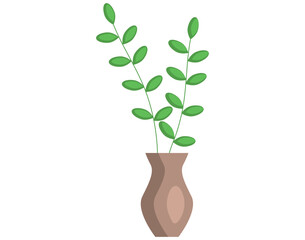 Pot with houseplant isolated at white background. Vector flowerpot of decorative green plant with long leaves in ceramic pot. Indoor plant concept of domestic greenery. Icon for home interior plant