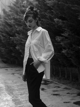 Stylish portrait of a model girl 
