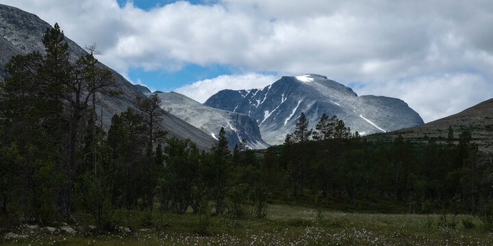 Big mountain in the background.