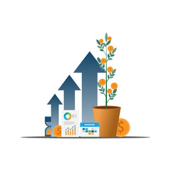 vector illustration long term investment, planning investment, success takes time, growth profit, financial innvesting, data investment analysis