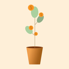 vector illustration long term investment, time investing, success takes time, growth profit, financial innvesting, growth plant investment concept
