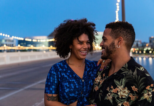 Young Black couple in love and hugging together Portrait 
