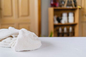 Towel on a massage table.