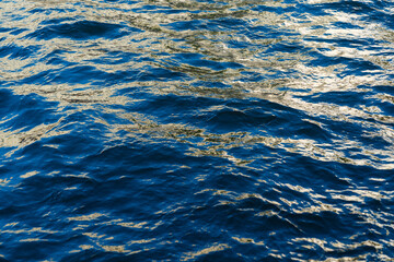 Waves on the surface of the water.