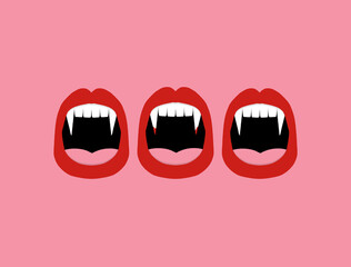 Halloween vampire sharp fangs mouth illustration