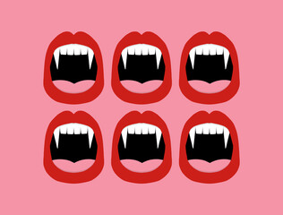 Halloween vampire sharp fangs mouth illustration