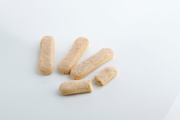 Ladyfinger cookies isolated on white background