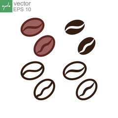 Seed of coffea plant. Espresso roast blend in coffee beverage for coffee or caffeine symbol. Coffe grain. Coffee bean icon vector illustration template. Design on white background. EPS 10