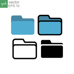 Folder button for organizing document or file storage in computer. save file in stationary object for website design. Blue folder icon. Vector illustration. Design on white background. EPS 10