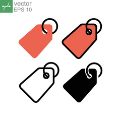 Discount label on sale badge. Promotion price label in clothes tag for sale store product in business commerce. ticket code. Price tag icon. Vector illustration. Design on white background. EPS 10