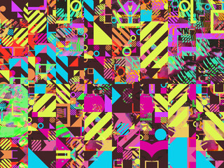 Boxy mosaic, colorful pattern, background