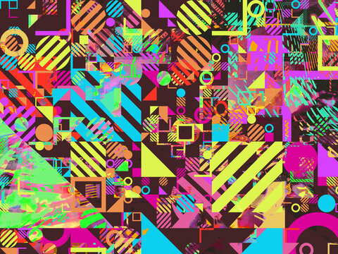 Strip-like cartoony colored mosaic, pixel glitch