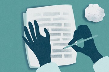 Filling an application form. 