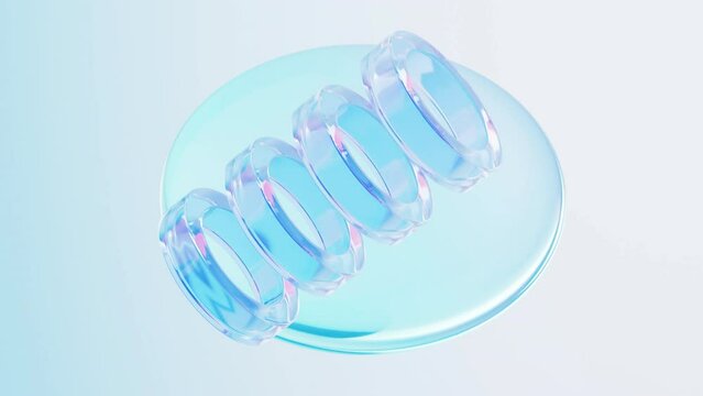 Transparent glass with gradient colors, 3d rendering.