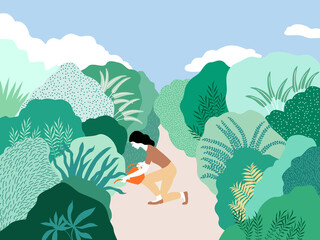 Woman with watering can