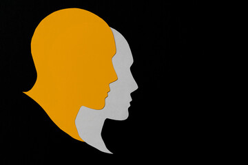 silhouette of a person head in dark.