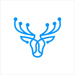 Deer Logo Linear vector, Horns, , moose, Cervinae, muntjac, fallow deer, chital, Capreolinae, reindeer, chevrotains And deer Line Logo vintage luxury Design Illustration. © arbain