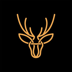 Deer Logo Linear vector, Horns, , moose, Cervinae, muntjac, fallow deer, chital, Capreolinae, reindeer, chevrotains And deer Line Logo vintage luxury Design Illustration.