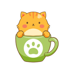 cute cat in cup illustration
