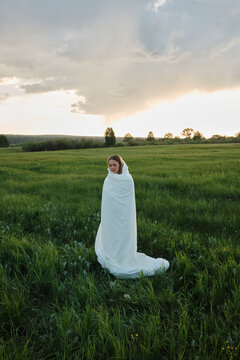 Pagan Woman In White Fabric