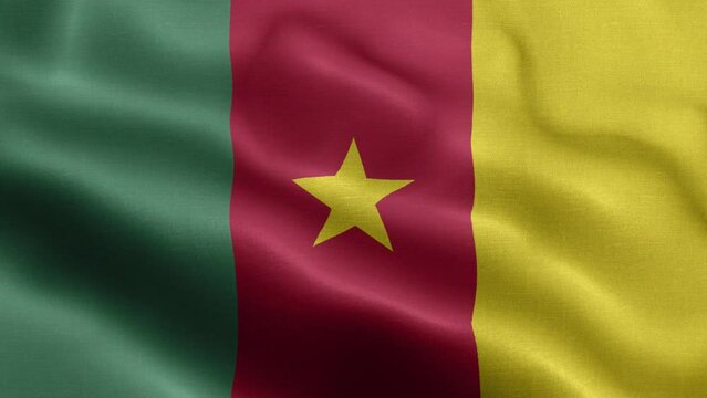 Flag Of Cameroon - Cameroon Flag High Detail - National flag Cameroon wave Pattern loopable Elements - Fabric texture and endless loop - Highly Detailed Flag - The flag of fluttering in the wind