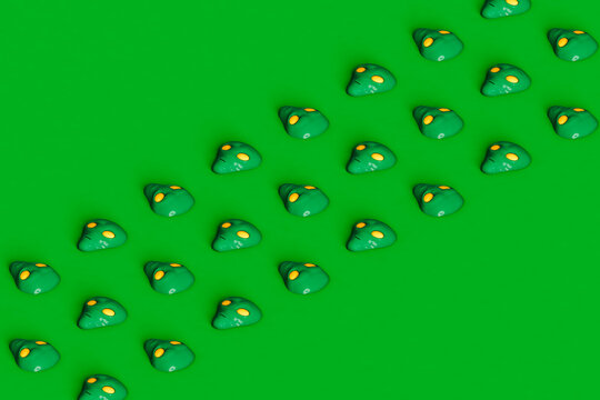 rows of many alien faces