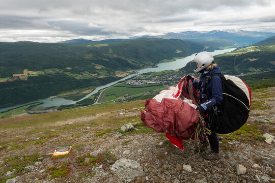 Young girl Parapent Carring Ready for a fly