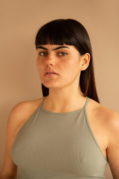 Woman with stern expression portrait