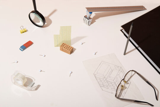 Still life image of architecture supplies