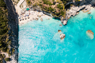 Drone view of a beach in summer