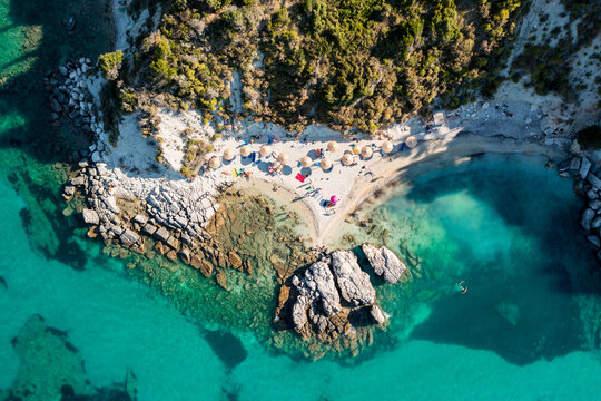 Drone view of a beach in summer