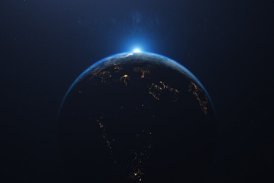 Fototapeta Planet Earth Sunrise , Day and Night Transition.