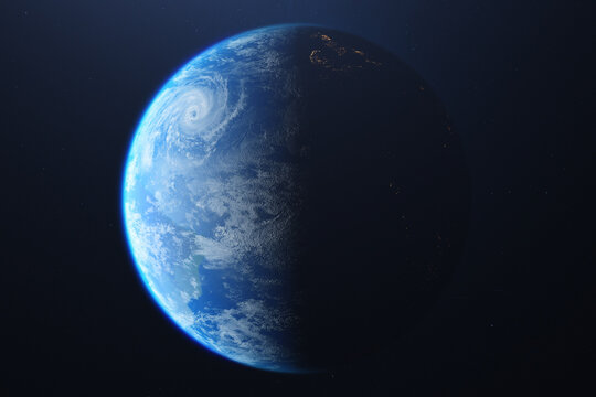 Fototapeta Planet Earth Globe Half Day and night illuminated.