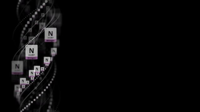 NITROGEN Molecule Symbol, Chemistry Periodic Table, Animation, Background, Rendering, Loop

