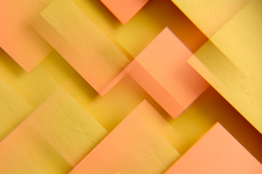 Abstract yellow and orange geometric shapes made out of paper