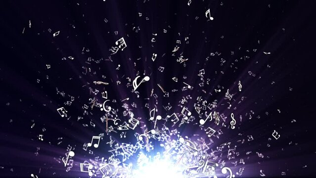 Flying Musical Notes Animation, Rendering, Background, Loop, 4k
