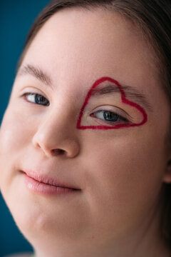 Young Woman with Heart on Her Eye