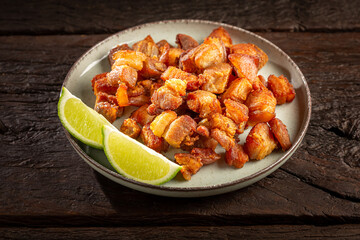 Pork rinds (torresmo), typical Brazilian food.