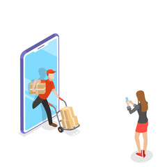 Isometric flat  concept of express delivery, courier service.