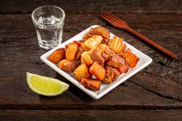 Pork rinds (torresmo), typical Brazilian food.