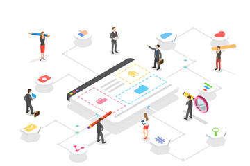 Isometric flat  concept of web services agency, website builder.
