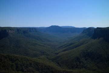 Fototapeta na wymiar View of the Blue Mountains in New South Wales NSW Sydney Australia
