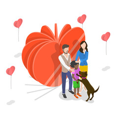 Isometric flat  concept of child adoption, physical, emotional.