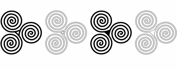 hand drawn triskelion Symbol set isolated on white background