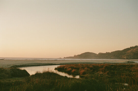 Film picture of the Oregon Coast at Sunset