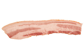 Fresh bacon stripe, isolated on a white background. Cut out.